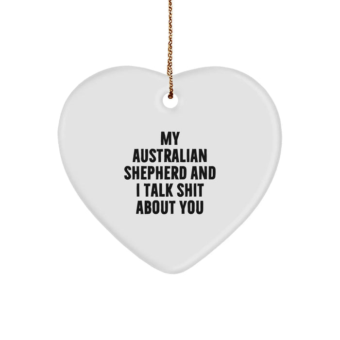 Funny Australian Shepherd Dog Gifts from Friends for Australian Shepherd Dog Lover Christmas Unique Ornaments Heart Shaped - Image 1