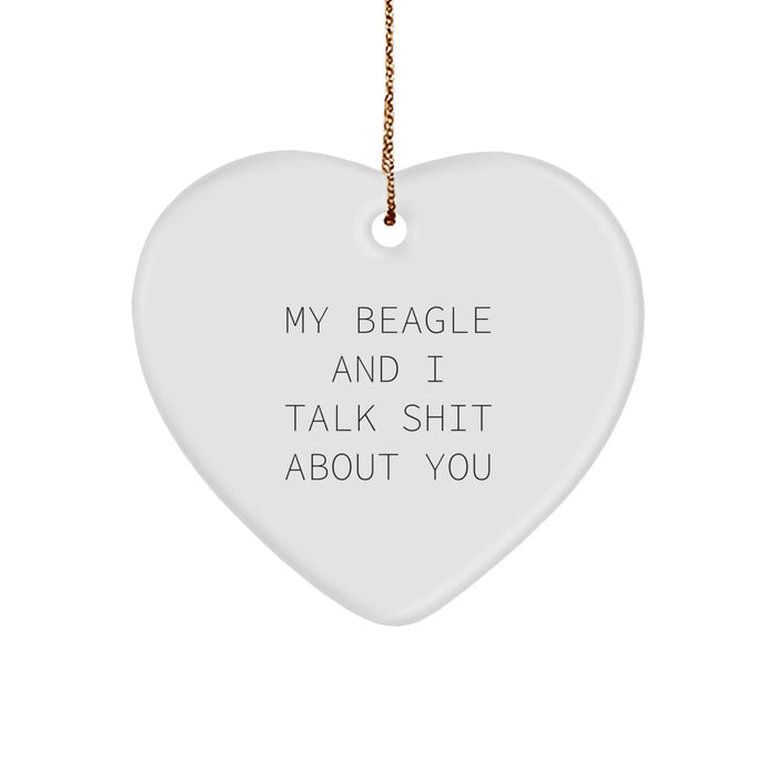 Funny Beagle Dog Gifts for Beagle Lovers, Christmas Unique Heart Ornament, Gifts from Family to Friends - Image 1