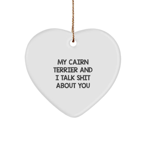 Funny Cairn Terrier Dog Gifts from Family, Cute Heart Ornament for Christmas Unique Gifts - 'My Cairn Terrier And I Talk Shit About You' - Image 1