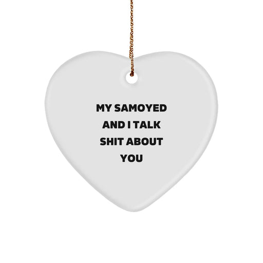 Funny Samoyed Dog Mom Christmas Heart Ornament, Gifts from Friends for Samoyed Lovers - Image 1