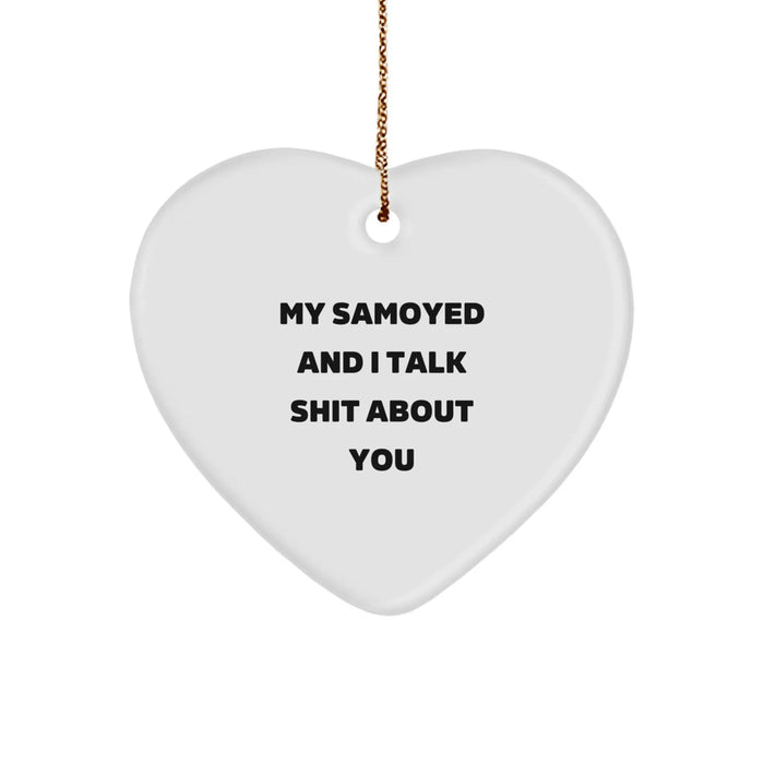 Funny Samoyed Dog Mom Christmas Heart Ornament, Gifts from Friends for Samoyed Lovers - Image 1
