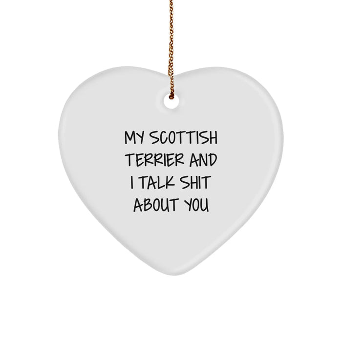 Funny Scottish Terrier Dog Gifts, Heart Ornament, Christmas Unique Gifts from Men to Scottish Terrier Dog Owners, Scottish Terrier Dog Lover Heart Decoration - Image 1