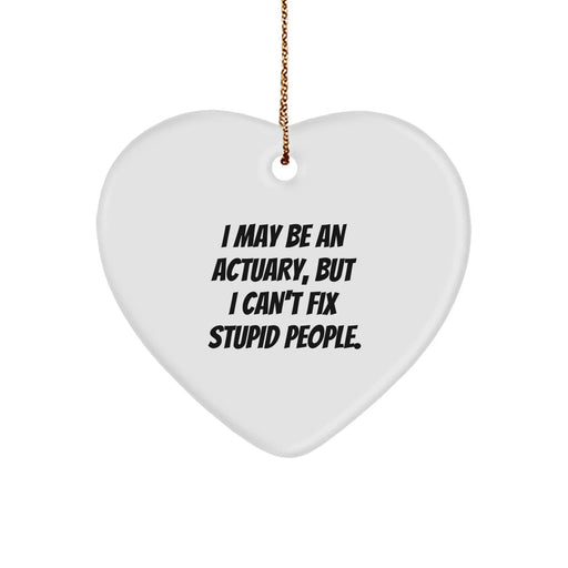 Funny Actuary Heart Ornament Gifts from Friends for Actuary Men with I May Be An Actuary But I Cant Fix Stupid People Quote, Unique Christmas Unique Gifts for Actuary - Image 1