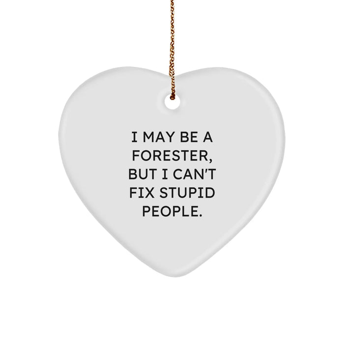 Forester Gifts, Funny Heart Ornament, I May Be A Forester, But I Can't Fix Stupid People., Gifts from Friends for Foresters, Christmas Unique Gifts - Image 1