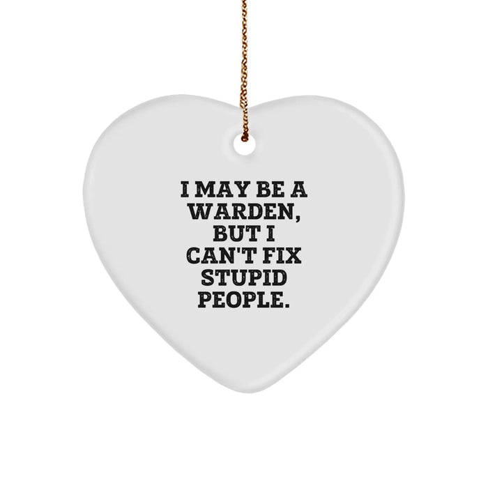 Funny Warden Gifts from Men, Inspirational Heart Ornament for Friends and Family, Christmas Unique Warden Decorations - Image 1