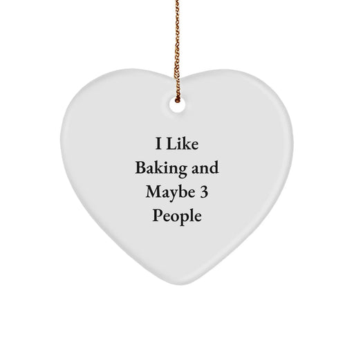 Baking Heart Gifts from Men to Friends for Christmas, Funny Baking Lover Quote, White Heart Shaped Ornament, Perfect for Baking Enthusiasts - Image 1