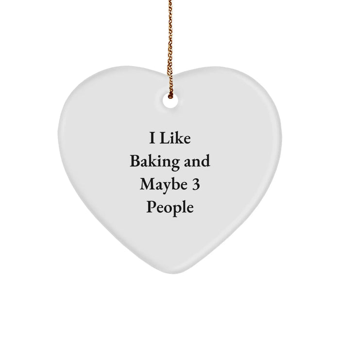 Baking Heart Gifts from Men to Friends for Christmas, Funny Baking Lover Quote, White Heart Shaped Ornament, Perfect for Baking Enthusiasts - Image 1