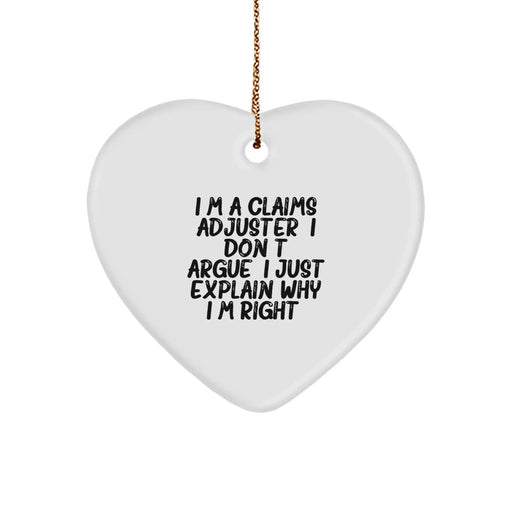 Funny Claims Adjuster Gifts from Men for Christmas Unique Gifts, Christmas Heart Ornament for Claims Adjuster, Cute Claims Adjuster Christmas Unique Gifts, Gift for Claims Adjuster Friends - Image 1
