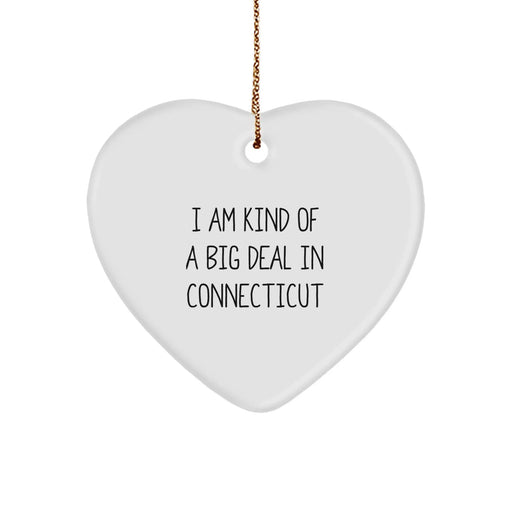 Connecticut Gifts for Friends from Connecticut, Funny Heart Ornament, Christmas Unique Gifts for Family, Gifts from Men with Love - Image 1