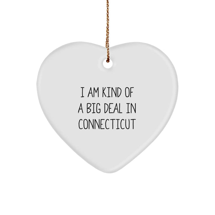 Connecticut Gifts for Friends from Connecticut, Funny Heart Ornament, Christmas Unique Gifts for Family, Gifts from Men with Love - Image 1