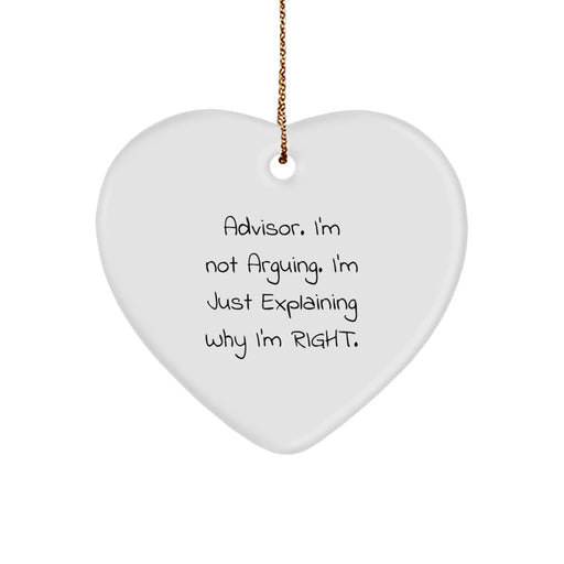 Funny Advisor Gifts for Men Friends from Family - Christmas Unique Heart Ornament with Quote - Advisor Heart Gifts - Image 1