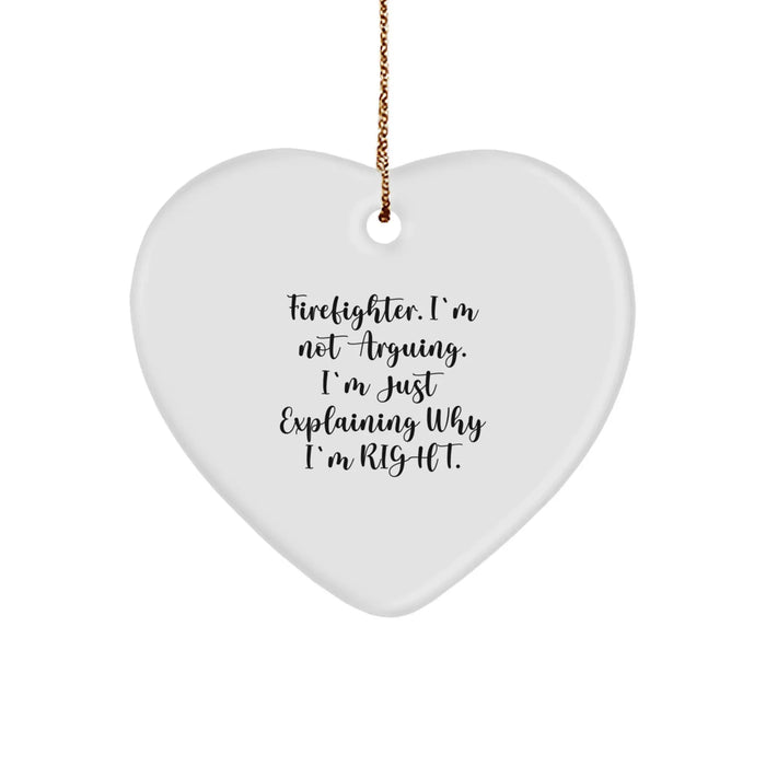 Firefighter Christmas Heart Ornament Funny Gift for Firefighter Friends Family - Image 1