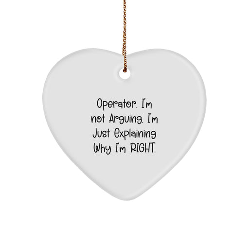 Funny Operator Gifts, Christmas Unique Gifts for Operator, Heart Ornament with Quirky Quote - Gifts from Men, Family, to Operator, Men, Women - Image 1