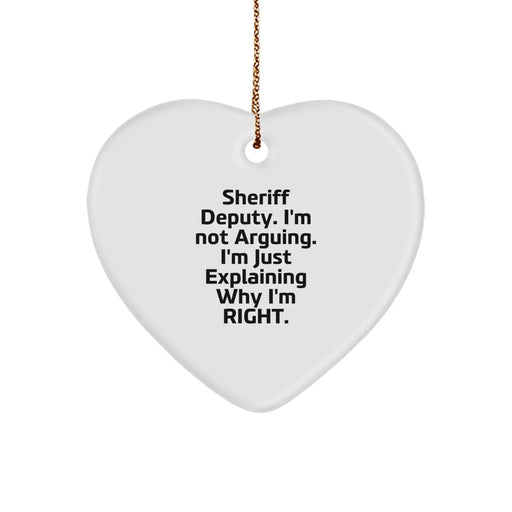 Funny Sheriff Deputy Gifts from Men to Sheriff Deputy, Sheriff Deputy Heart Ornament Christmas Unique Gifts, Inspirational Sheriff Deputy Deputy Heart Shaped Ornament - Image 1