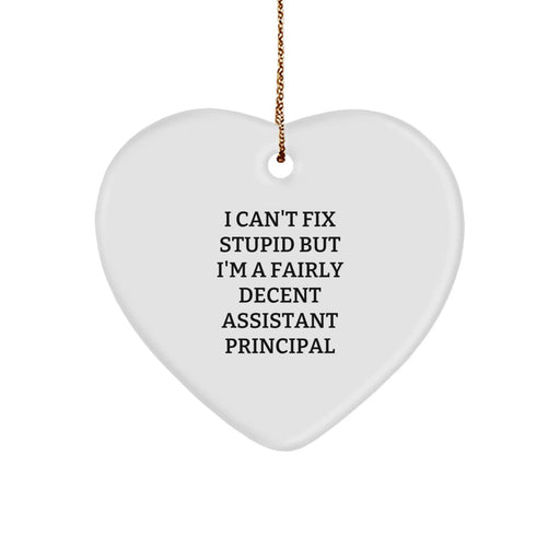 Funny Assistant Principal Heart Ornament Gifts - Inspirational Christmas Unique Gifts for Assistant Principals from Friends - Image 1