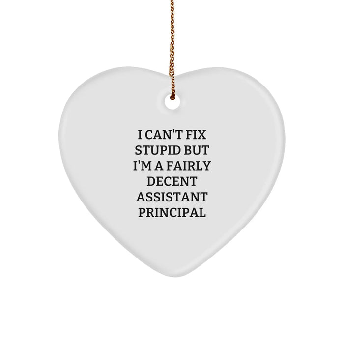 Funny Assistant Principal Heart Ornament Gifts - Inspirational Christmas Unique Gifts for Assistant Principals from Friends - Image 1