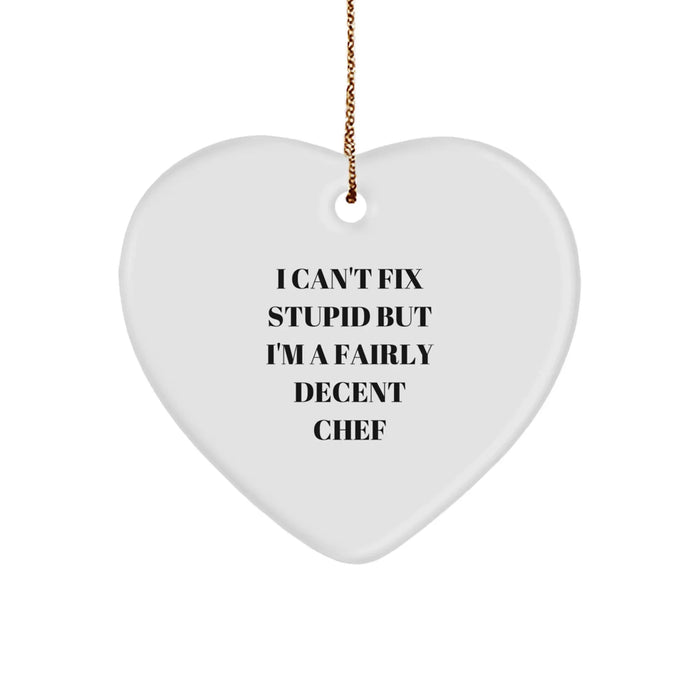 Funny Chef Heart Ornament Gifts from Men to Friends, Christmas Unique Gifts for Chef's Kitchen Decor - Image 1