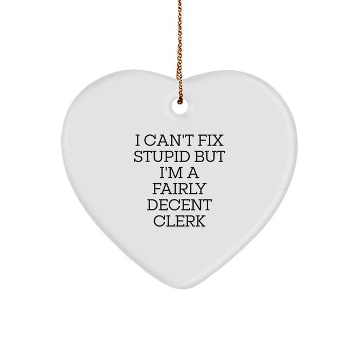 Funny Clerk Heart Ornament Gifts from Friends for Men at Christmas - Image 1