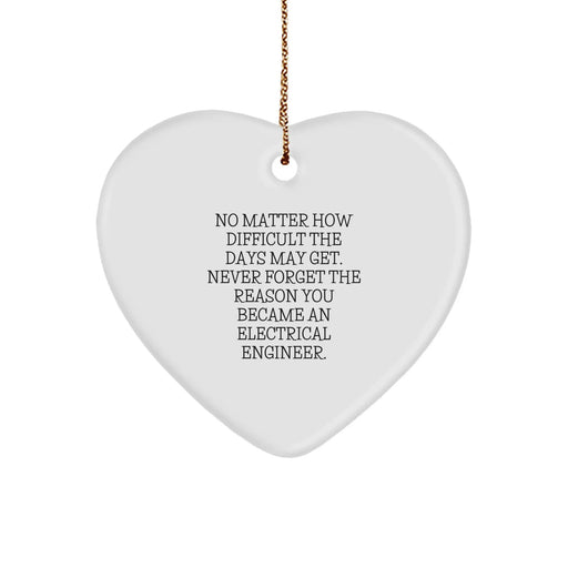 Electrical Engineer Inspirational Heart Ornament Gifts from Friends for Men with Funny Quote, Heart Shaped White Christmas Unique Gifts - Image 1