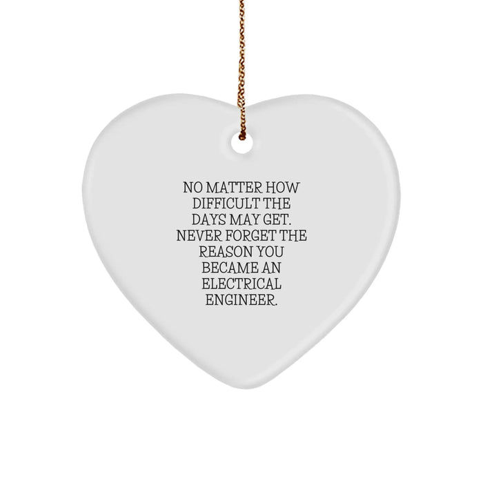 Electrical Engineer Inspirational Heart Ornament Gifts from Friends for Men with Funny Quote, Heart Shaped White Christmas Unique Gifts - Image 1