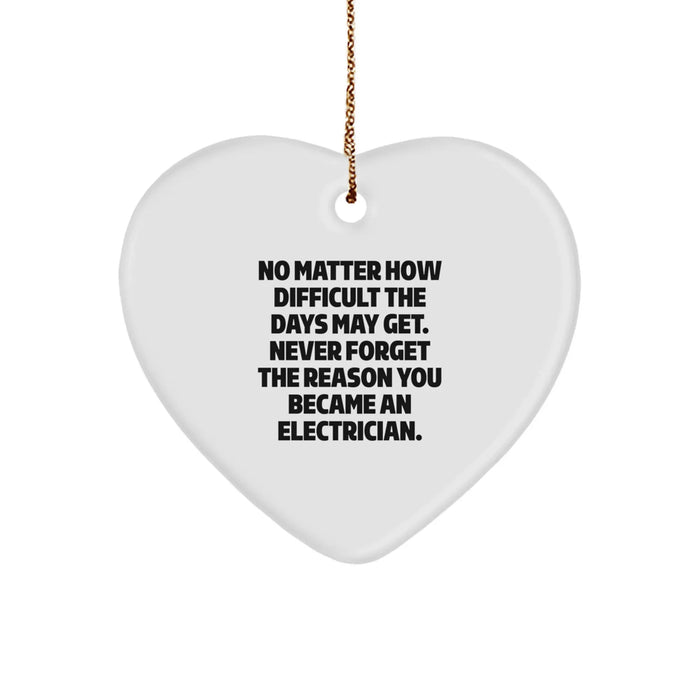 Electrician Heart Ornament, Funny Quote Gifts for Electrician Men Women Friends Family, Christmas Unique Gifts from Electrician, Never Forget the Reason - Image 1