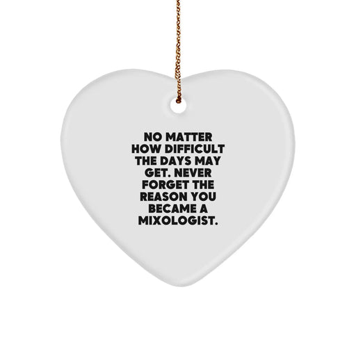 Funny Mixologist Gifts from Men for Women Coworkers Christmas Unique Ornaments Quotes - Never Forget The Reason You Became A Mixologist Heart Shaped Decoration - Image 1