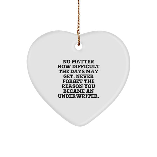 Funny Inspirational Quotes for Underwriter Gifts from Family, Heart Ornament Christmas Unique Gifts for Men, Women, Friends, Coworkers, Family, Underwriter Heart Shaped Decorative Hanging Ornament - Image 1
