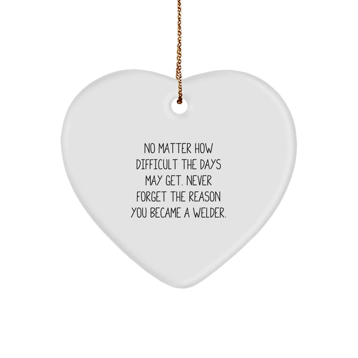 Funny Welder Heart Ornament Gifts from Men to Family, Christmas Unique Gifts for Welders, Heart Shaped MDF - Image 1
