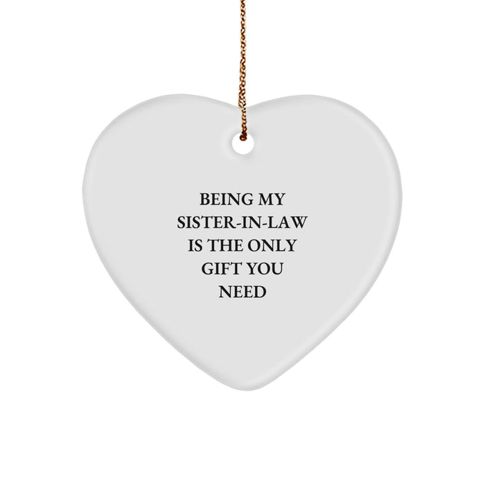 Funny Sister-in-law Heart Ornament Gifts from Men, Women, Friends, Coworkers, Family, Christmas Unique Gifts for Sister-in-law, Funny Heart Shaped Ornament - Image 1