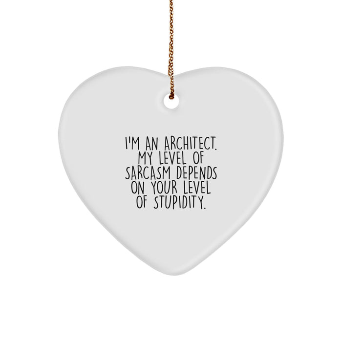 Funny Architect Gifts for Men, Heart Ornament with Sarcasm Quote, Christmas Unique Gifts from Friends to Coworkers - Image 1