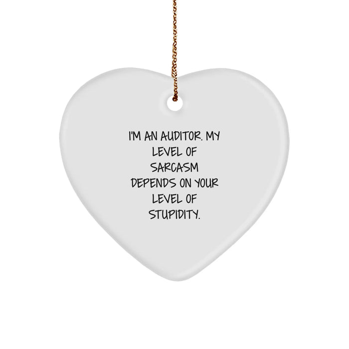 Funny Auditor Gifts for Men, Auditor Heart Ornament with Sarcasm Quote, Christmas Unique Gifts from Friends - Image 1