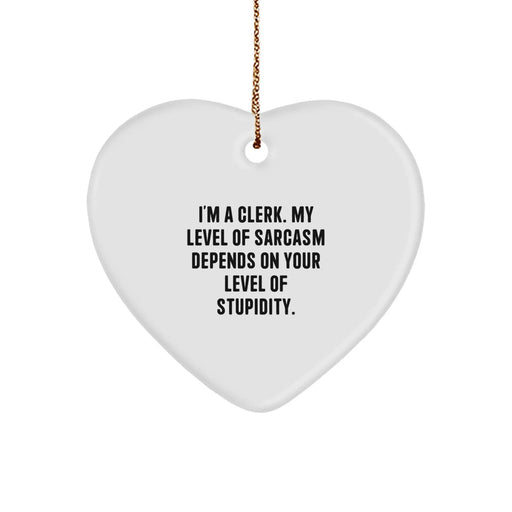 Funny Clerk Christmas Unique Gifts from Friends - Heart Ornament for Clerk Women - Inspirational Clerk Heart Shaped Gift for Men, Clerk Coworkers, Clerk Family - Image 1