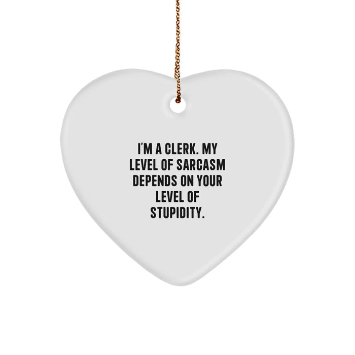 Funny Clerk Christmas Unique Gifts from Friends - Heart Ornament for Clerk Women - Inspirational Clerk Heart Shaped Gift for Men, Clerk Coworkers, Clerk Family - Image 1