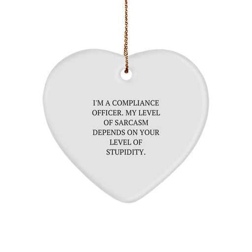 Funny Compliance Officer Gifts for Men - Christmas Unique Heart Ornament Gifts from Men to Colleagues - Heart Shaped Ornament with Sarcasm Quote - Image 1
