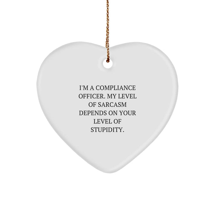 Funny Compliance Officer Gifts for Men - Christmas Unique Heart Ornament Gifts from Men to Colleagues - Heart Shaped Ornament with Sarcasm Quote - Image 1