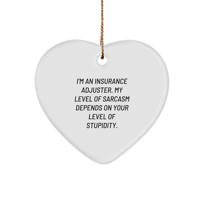 Funny Insurance Adjuster Heart Ornament Gift for Him, Gifts from Men to Men, Christmas Unique Gifts - Image 1