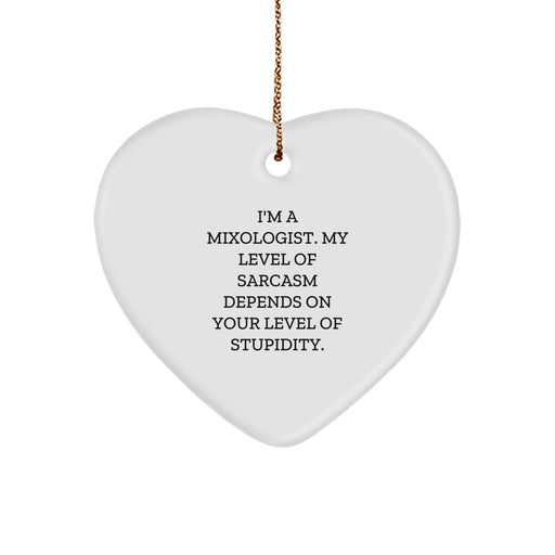 Funny Mixologist Heart Ornament Gifts from Friends for Christmas Unique Presents, Heart Shaped Decorations with Gold Cord, Sarcastic Gift Ideas for Men Women Coworkers Family - Image 1