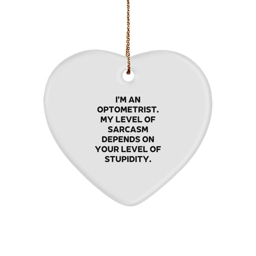 Funny Optometrist Gifts from Friends for Christmas Heart Ornament - Stupidity Sarcasm Level - Image 1