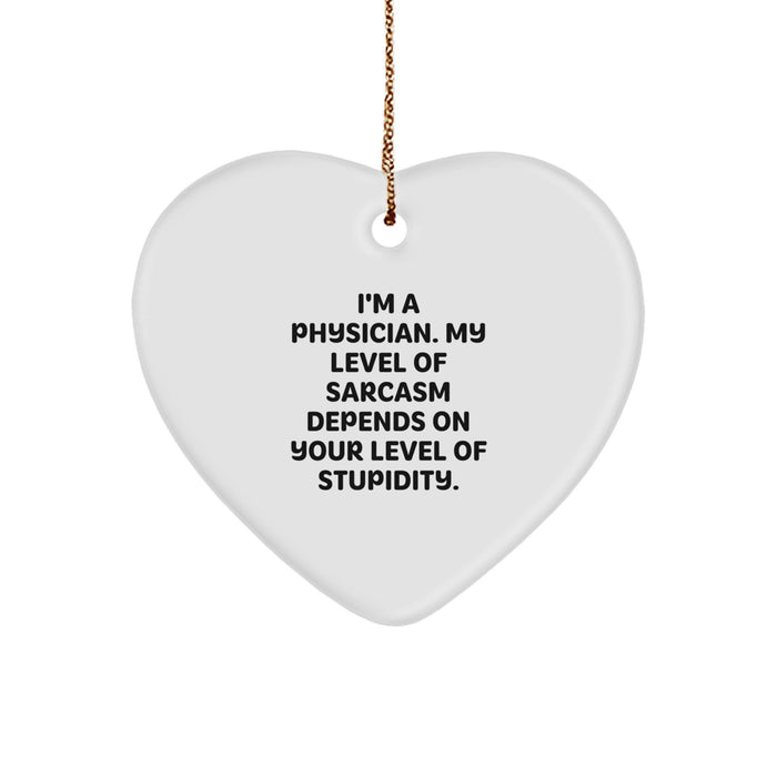Funny Sarcasm Heart Ornament Gifts from Men to Physician Coworkers - I'm A Physician Quote, Physician Gifts for Men, Unique Christmas Unique Gifts - Image 1