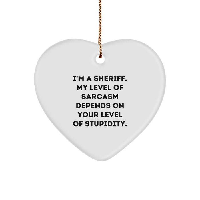 Funny Sheriff Gifts for Men, Wife, or Friends - Christmas Unique Sheriff Heart Ornament Gifts from Lover, Family, or Coworkers - Image 1
