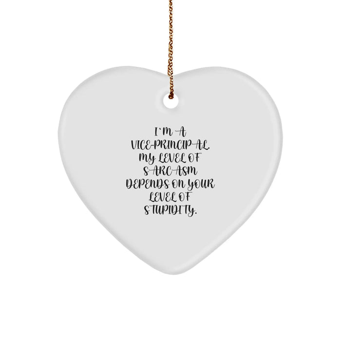 Funny Vice-principal Gifts from Men, Vice-principal Heart Ornament, I'm A Vice-principal, My Level Of Sarcasm Depends On Your Level Of Stupidity, Christmas Unique Gifts for Vice-principal - Image 1