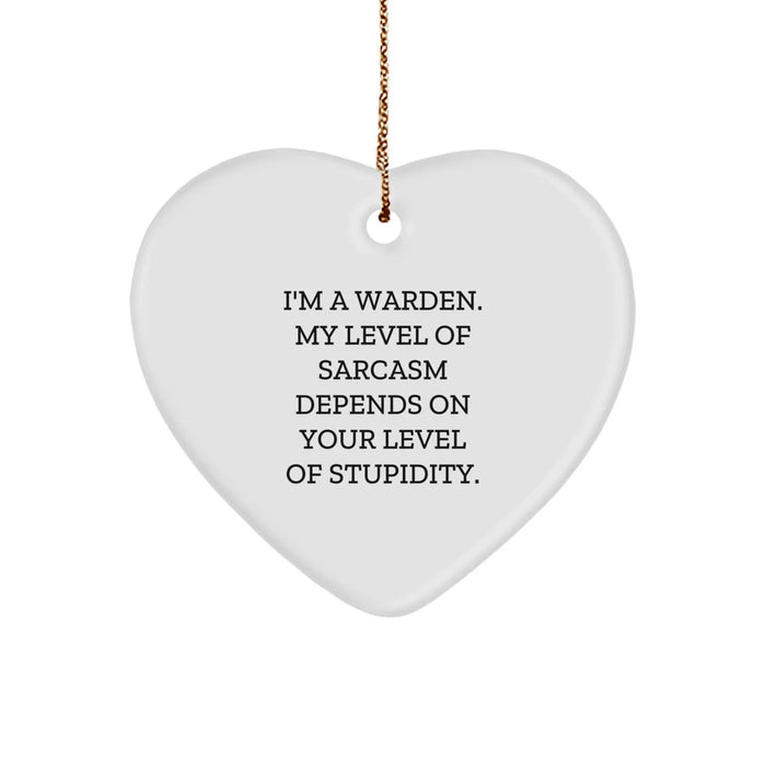 Funny Warden Heart Ornament Gifts from Men to Family Members at Christmas Unique Ornaments - Image 1