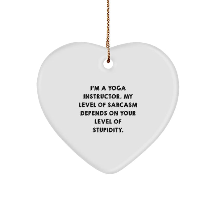 Funny Yoga Instructor Gifts for Men, Funny Heart Ornament Quote, Gifts from Friends to Yoga Instructor, Christmas Unique Gifts - Image 1