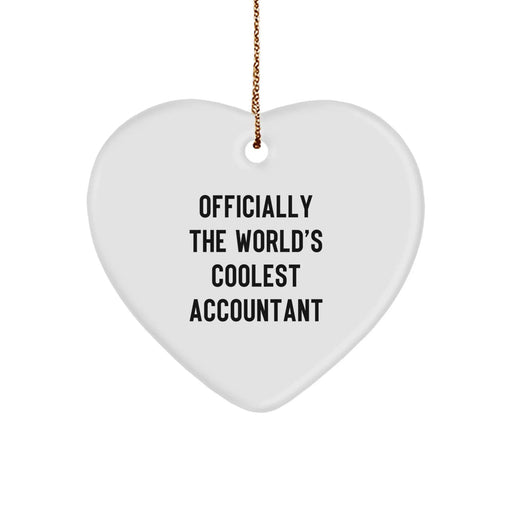 Funny Accountant Gifts for Men, Gifts from Friends to Accountant, Christmas Unique Heart Ornament, Officially The World's Coolest Accountant - Image 1