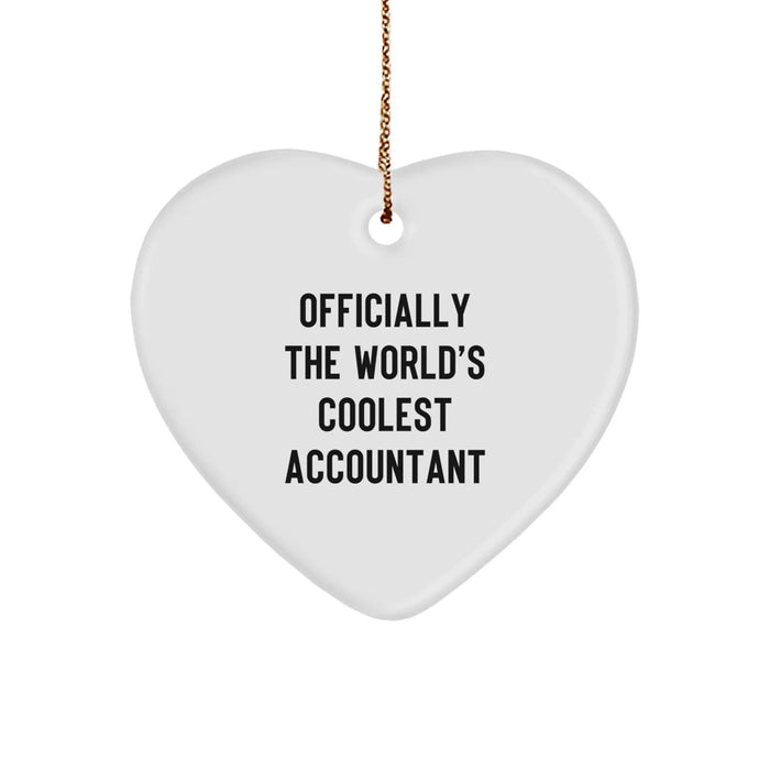 Funny Accountant Gifts for Men, Gifts from Friends to Accountant, Christmas Unique Heart Ornament, Officially The World's Coolest Accountant - Image 1