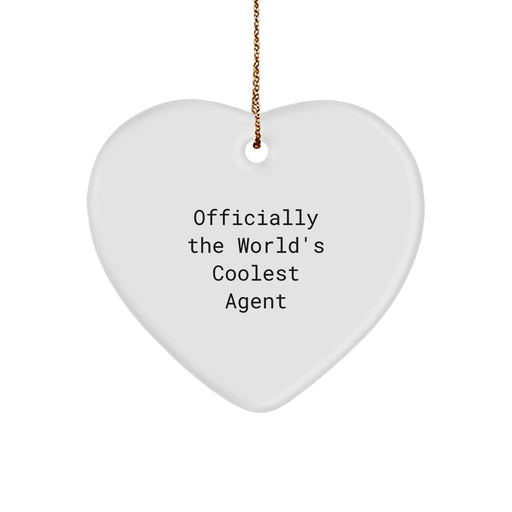 Funny Agent Gifts from Friends, Officially World's Coolest Agent Heart Ornament, Christmas Unique Agent Agent Gifts - Image 1