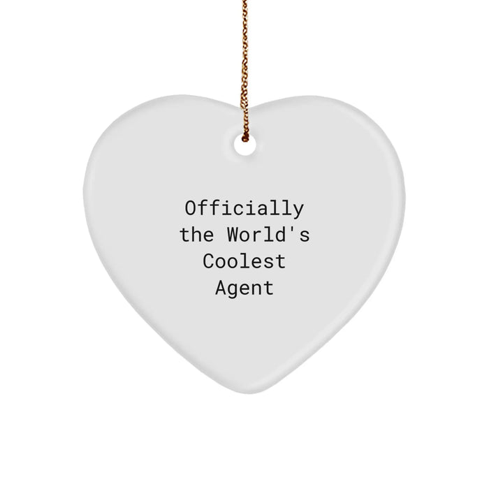 Funny Agent Gifts from Friends, Officially World's Coolest Agent Heart Ornament, Christmas Unique Agent Agent Gifts - Image 1