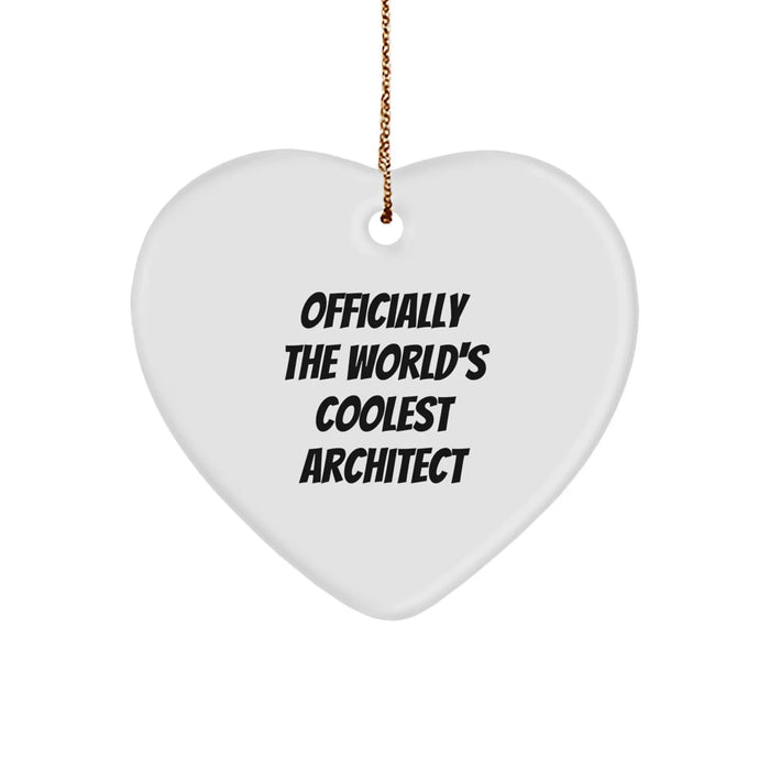Funny Architect Gifts from Men for Officially The World's Coolest Architect Heart Ornament, Christmas Unique Gifts for Women Coworkers Family Friends - Image 1
