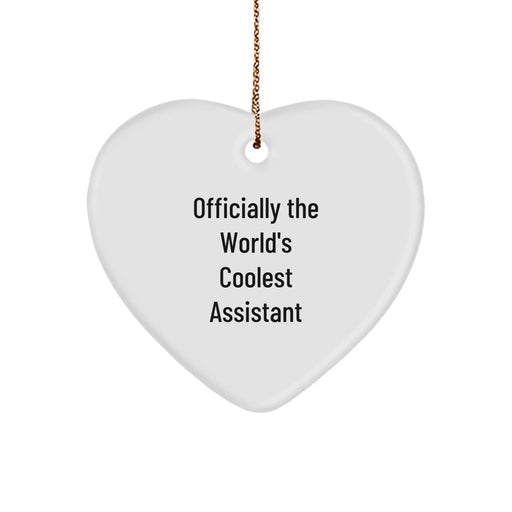 Funny Gifts from Men to Assistant Coworkers - Heart Ornament Officially The World's Coolest Assistant, Christmas Unique Gifts, Assistant Decor, Heart-Shaped Ornament - Image 1