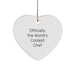 Funny Chef Christmas Unique Gifts from Friends, Heart Ornament with 'Officially The World's Coolest Chef' Quote, Perfect for Chef Men - Image 1